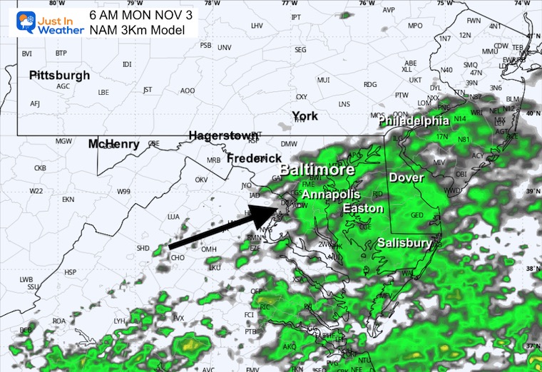 November 2 weather forecast radar rain Monday morning