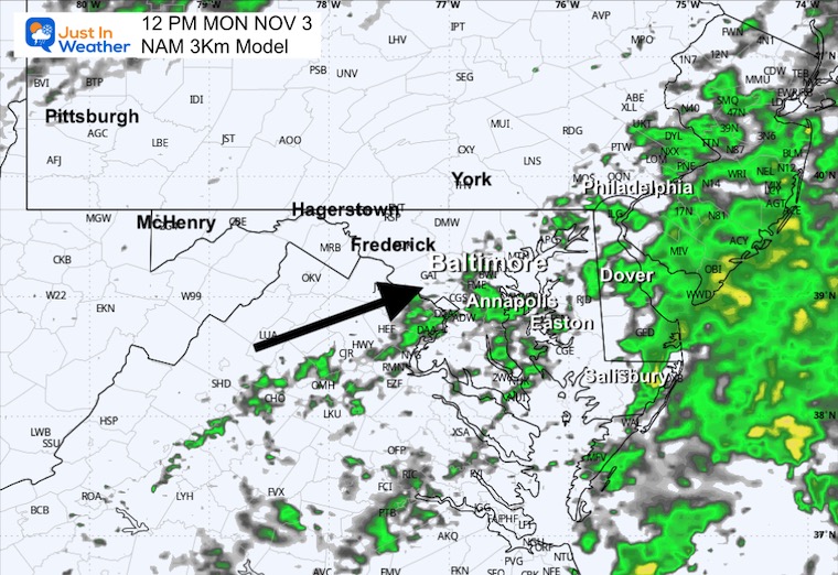November 2 weather forecast radar rain Monday noon
