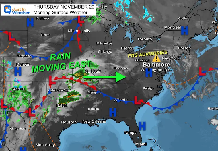 November 20 weather Thursday morning