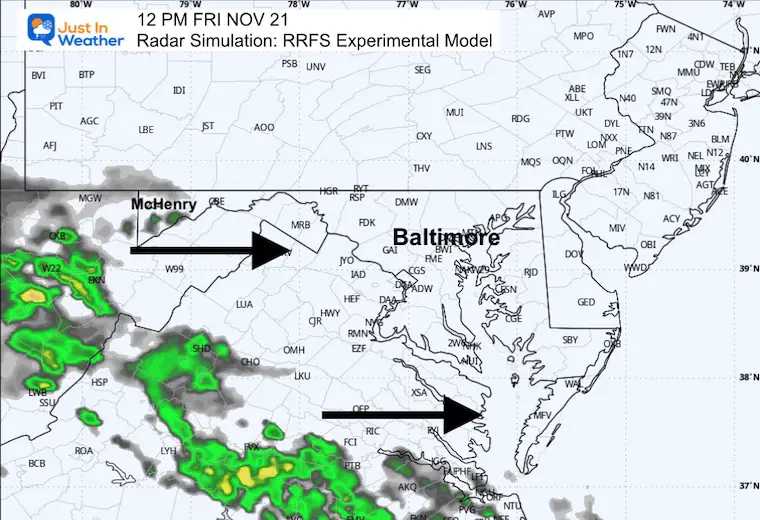November 20 weather rain radar Friday noon