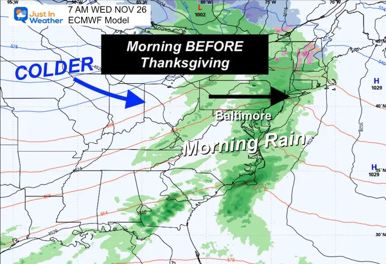 November 20 weather snow Thanksgiving Wednesday
