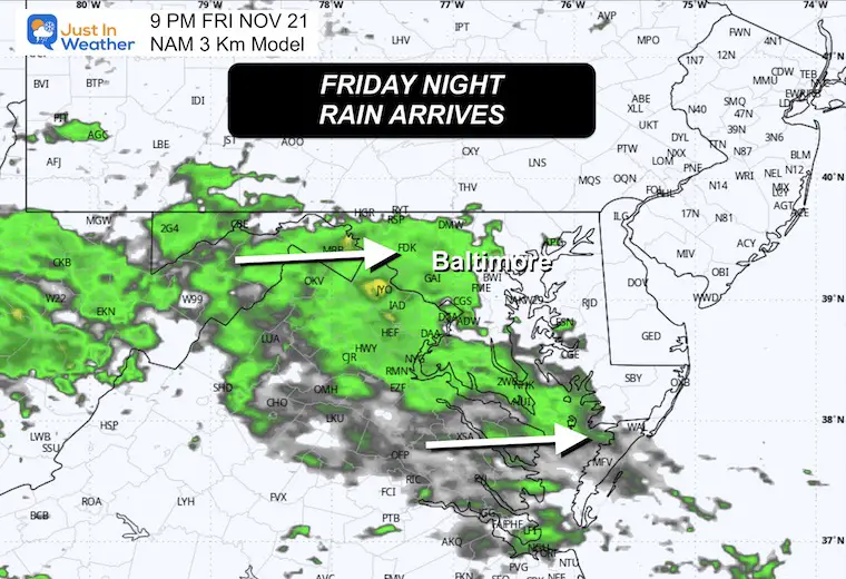 November 21 weather rain forecast Friday night
