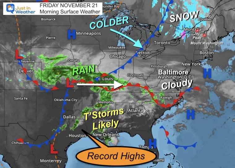 November 21 weather Friday morning