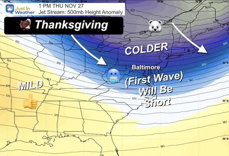 November 21 weather jet stream Thanksgiving Thursday
