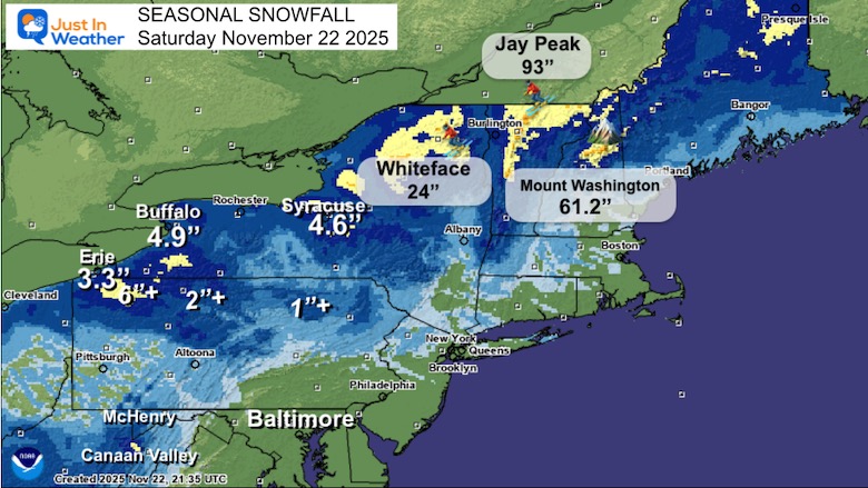 November 22 snow so far New England