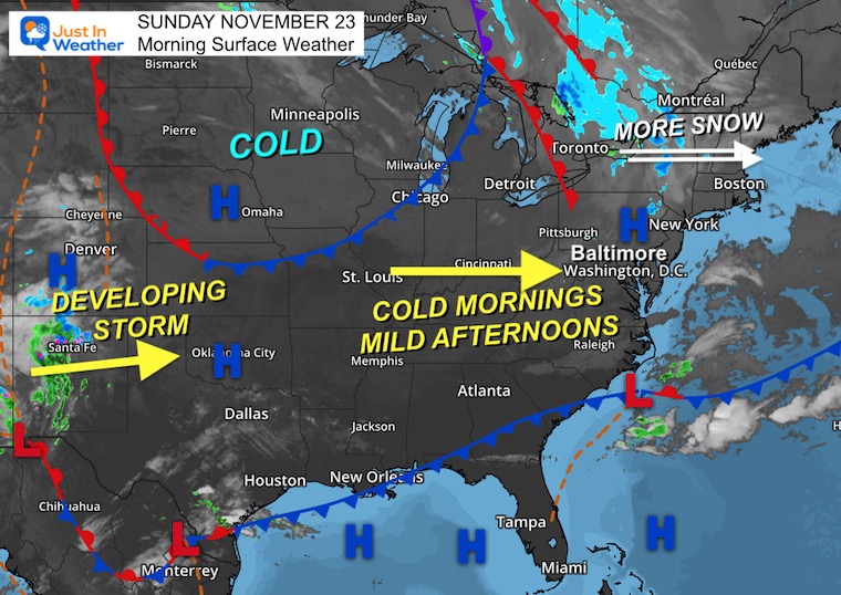 November 23 weather storm map Sunday