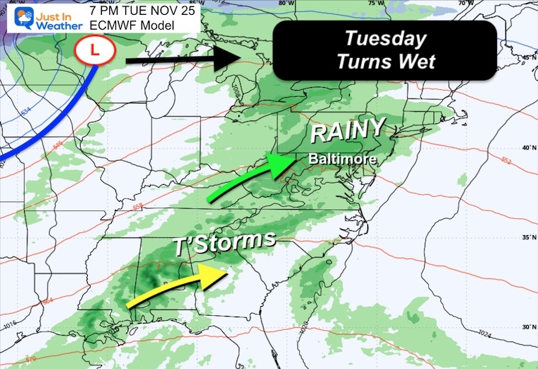 November 23 weather storm Thanksgiving Tuesday