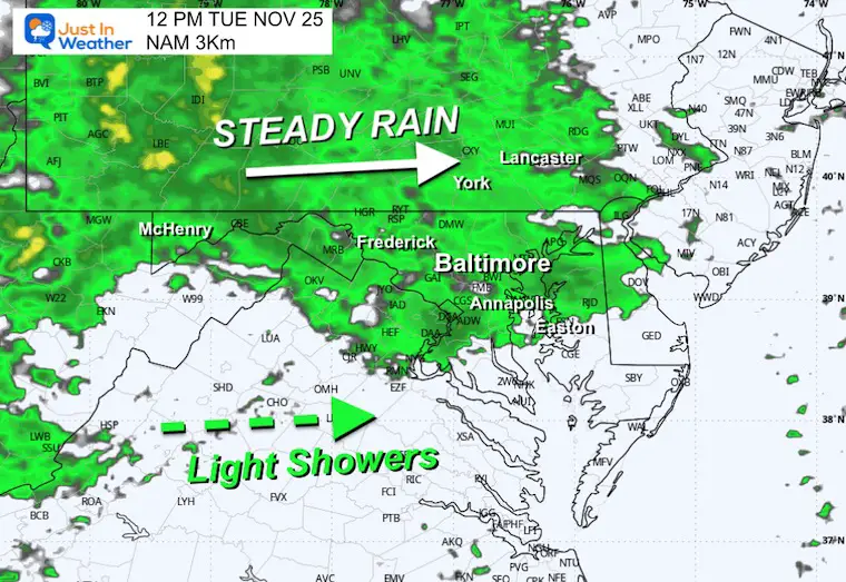 November 24 weather rain radar Tuesday Noon