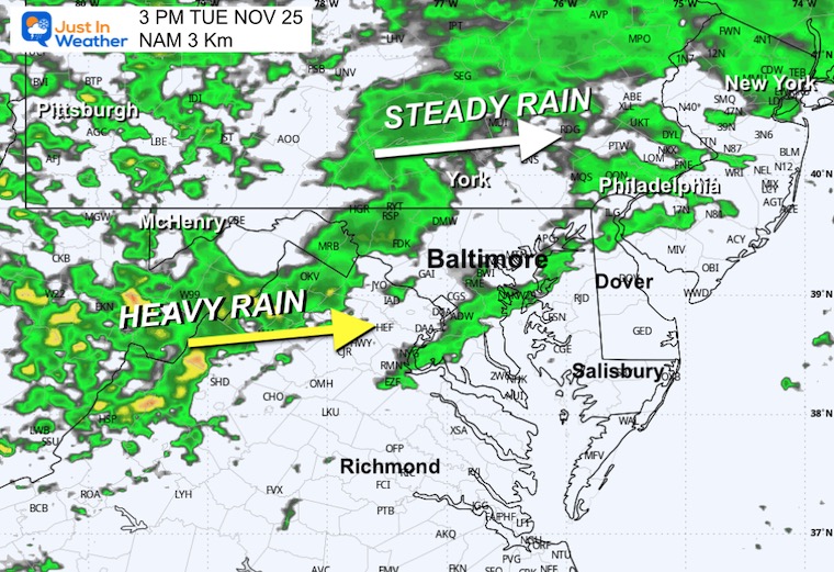 November 24 weather rain radar Tuesday afternoon