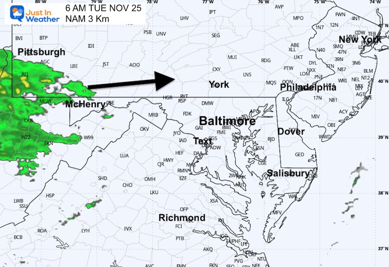 November 24 weather rain radar Tuesday morning