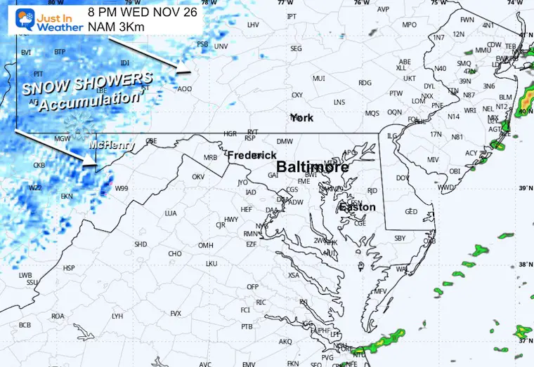 November 24 weather snow radar Wednesday night