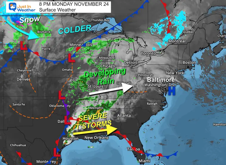 November 24 weather storm Monday night