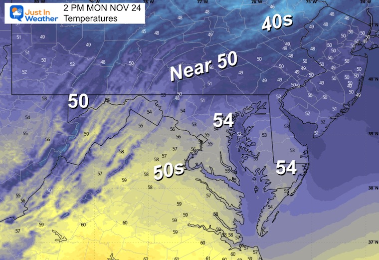 November 24 weather temperatures Tuesday afternoon