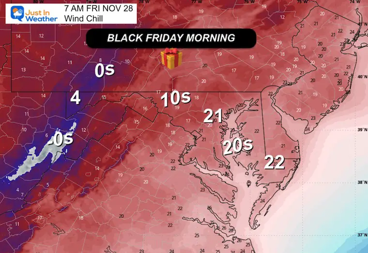 November 24 weather wind chill Black Friday morning