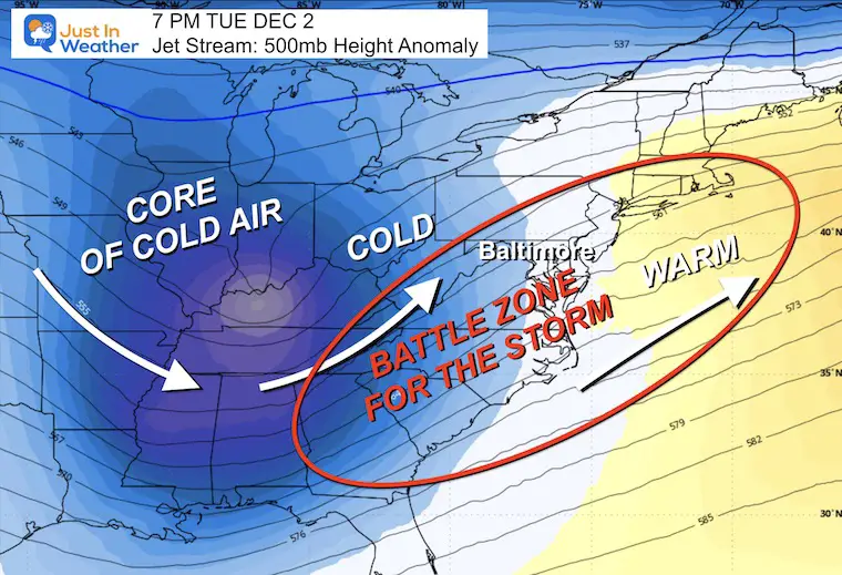 November 27 weather jet stream storm forecast Tuesday