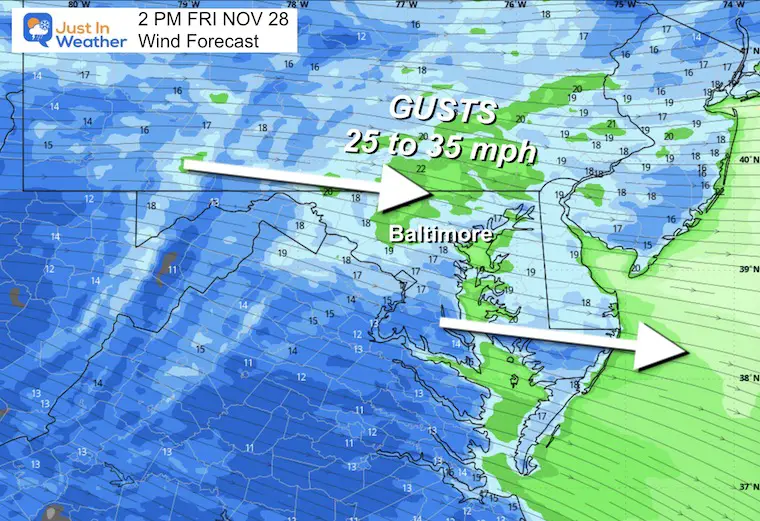 November 27 weather wind Friday afternoon
