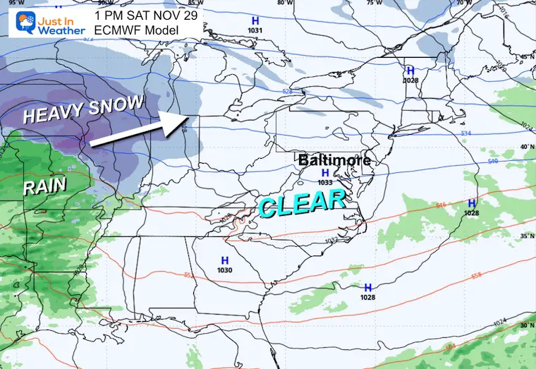 November 28 weather Saturday afternoon