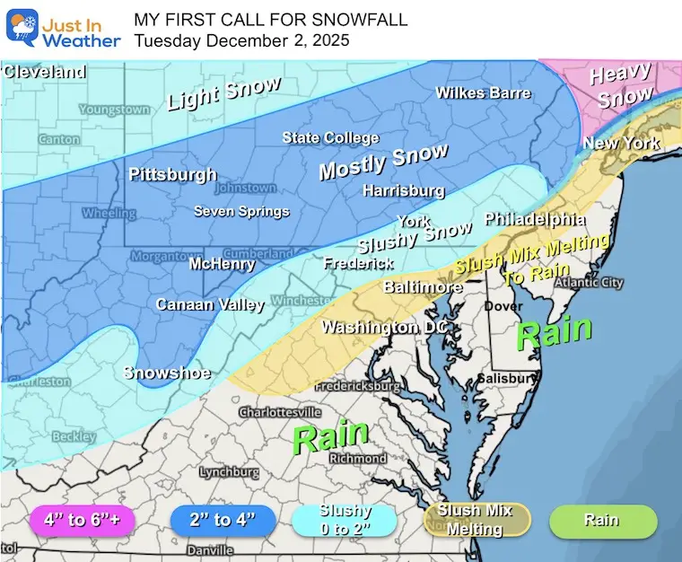 November 29 My First Call For Tuesday Snowfall