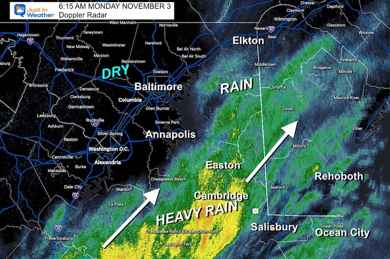 November 3 weather rain radar Monday morning