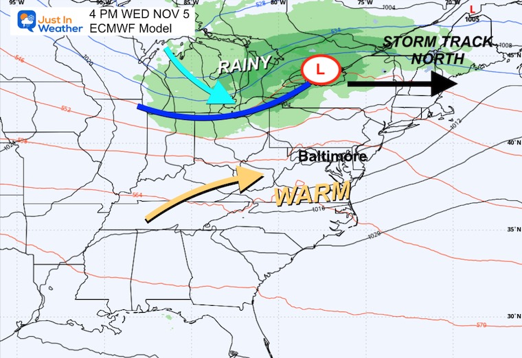 November 3 weather storm forecast Wednesday