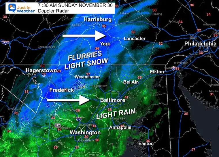 November 30 weather snow radar Sunday Morning