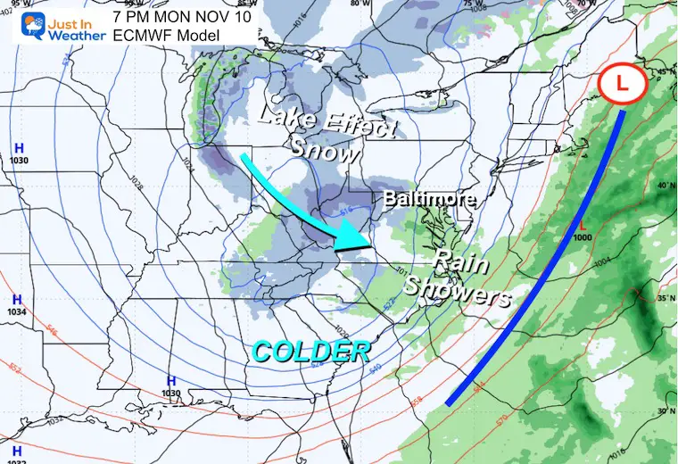 November 5 weather forecast rain storm Monday