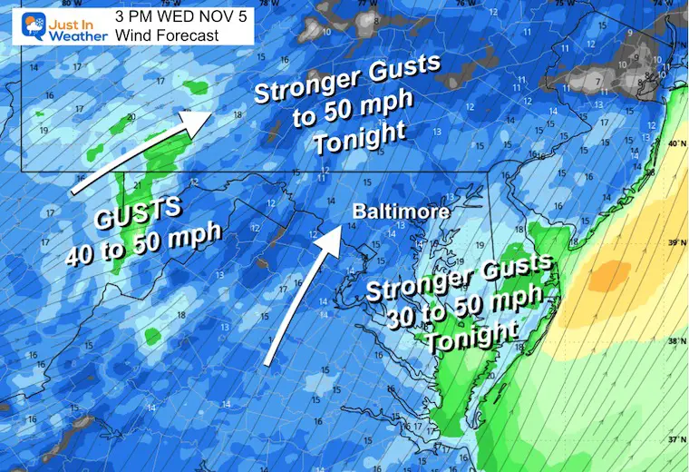 November 5 weather wind forecast Wednesday afternoon