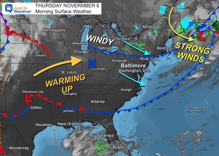 November 6 weather Thursday morning