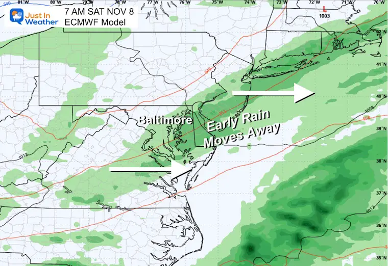 November 6 weather forecast Saturday morning rain