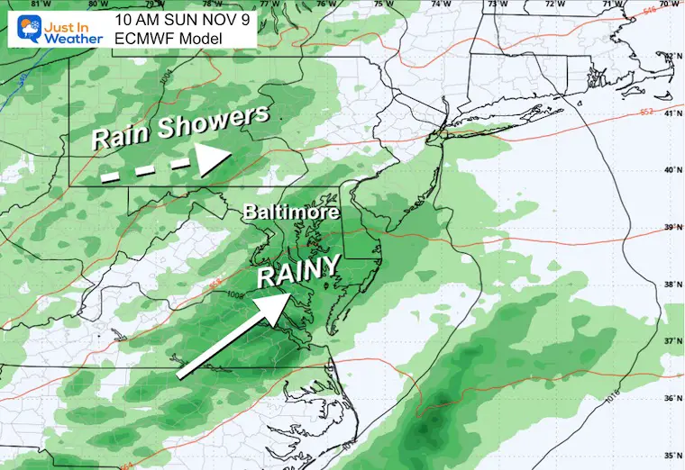 November 6 weather forecast Sunday rain