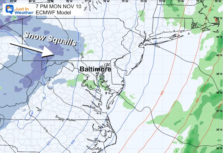 November 6 weather forecast Monday snow