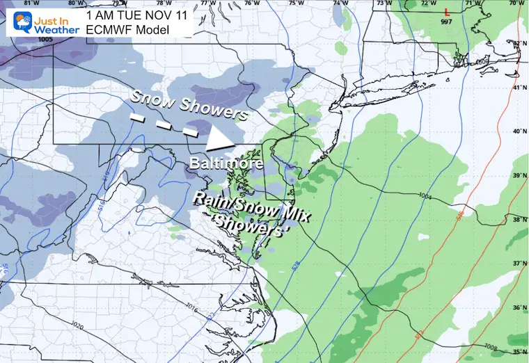 November 6 weather forecast Tuesday snow