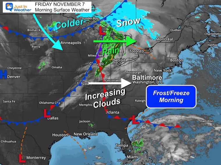 November 7 weather Friday morning