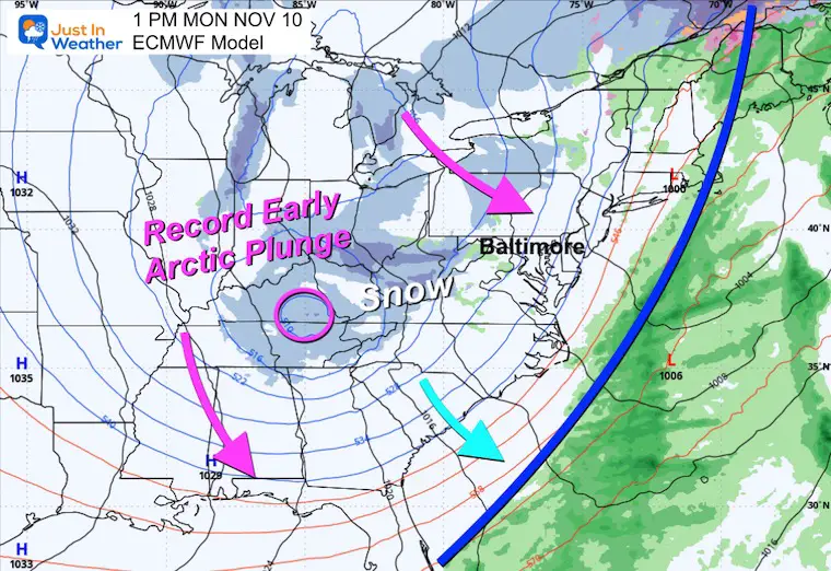November 7 weather snow Monday afternoon
