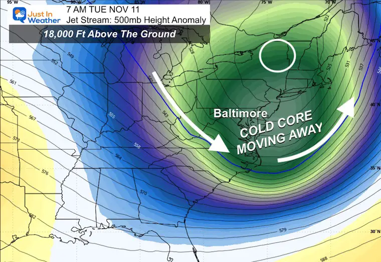 November 8 weather jet stream Tuesday morning