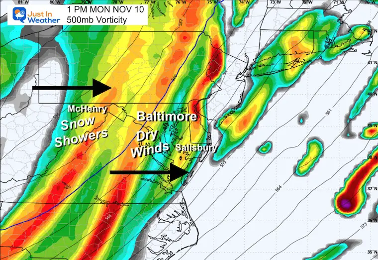 November 8 weather jet stream vorticity Monday