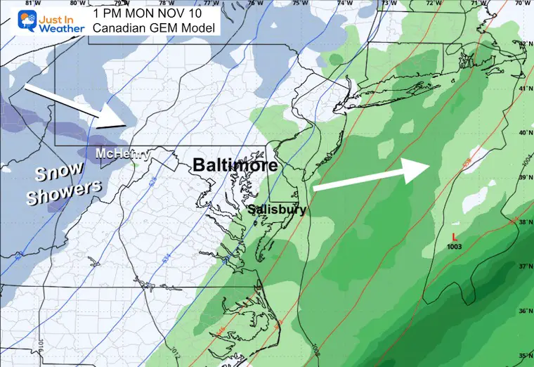 November 8 weather radar snow Monday