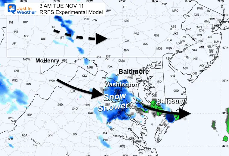 November 10 weather snow radar Tuesday 3 AM