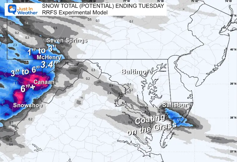 November 10 weather snow total RRFS Model