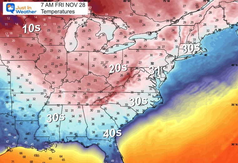 November 24 weather black friday morning temperatures