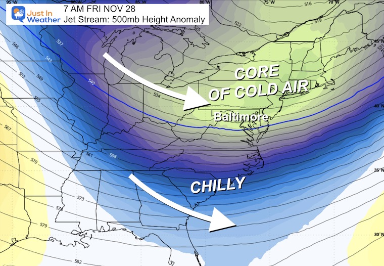 November 22 weather jet stream cold Thanksgiving Black Friday