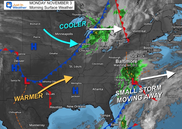 November 3 weather Monday morning