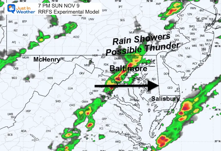 November 9 weather rain storm radar Sunday evening
