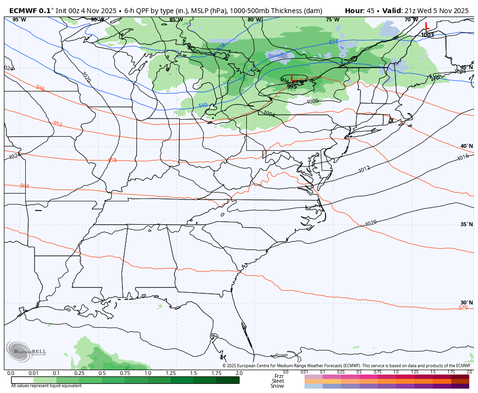 November 4 weather Wednesday to Next Monday