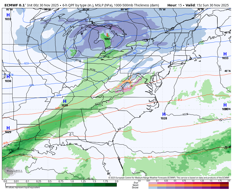 November 30 weather storm forecast ECMWF Model