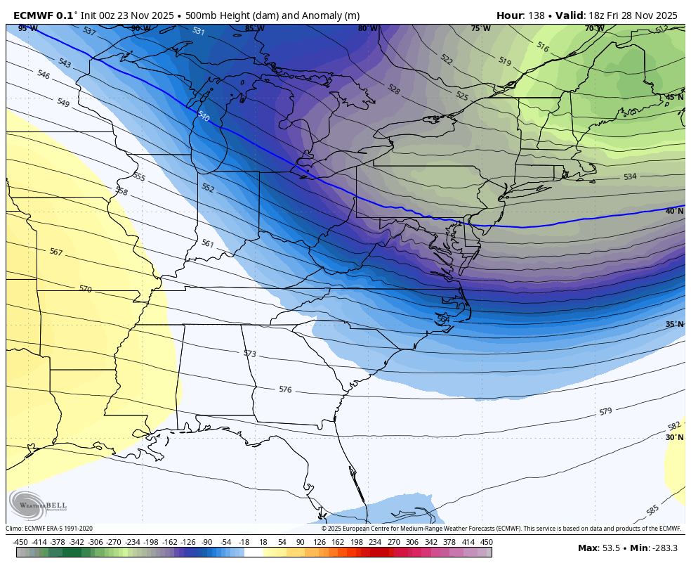 November 23 weather jet stream Thanksgiving weekend