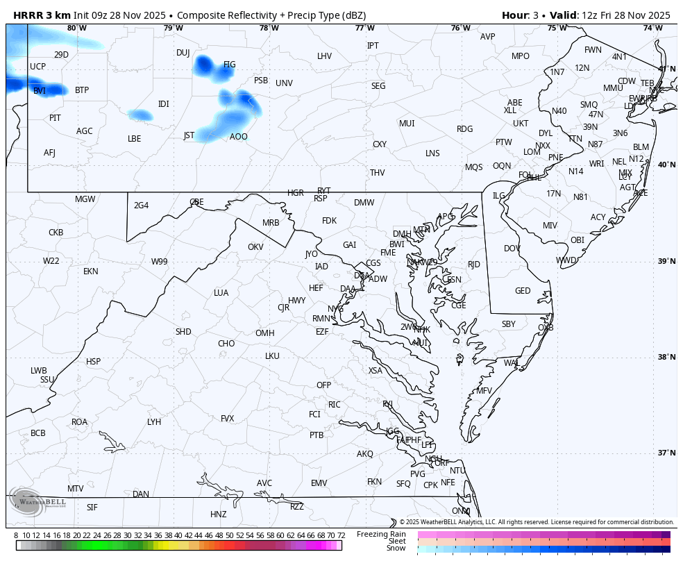 November 28 weather radar snow Friday