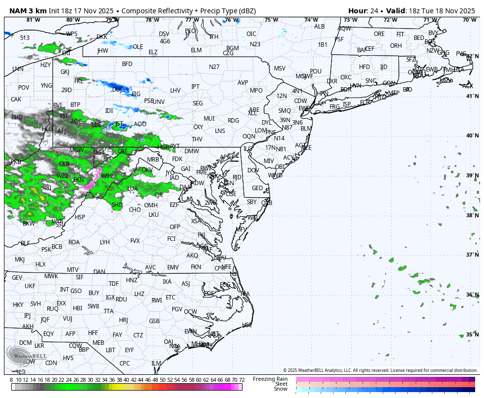 November 17 weather radar rain snow forecast