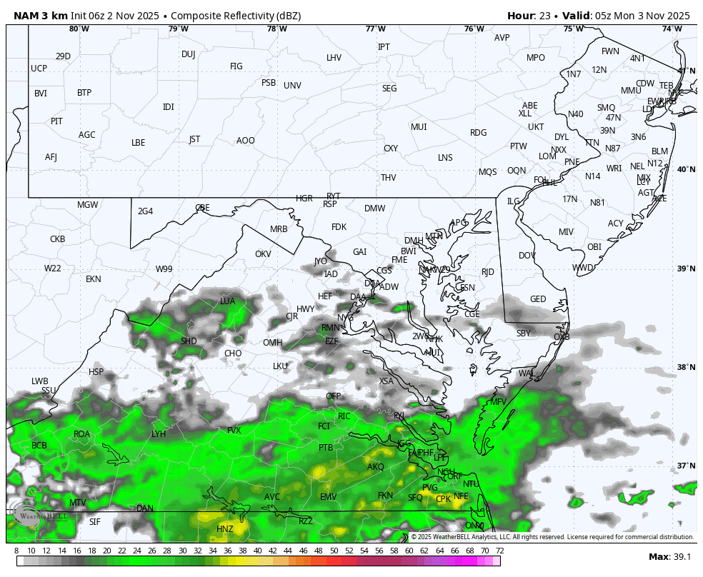 November 2 weather forecast radar rain Monday