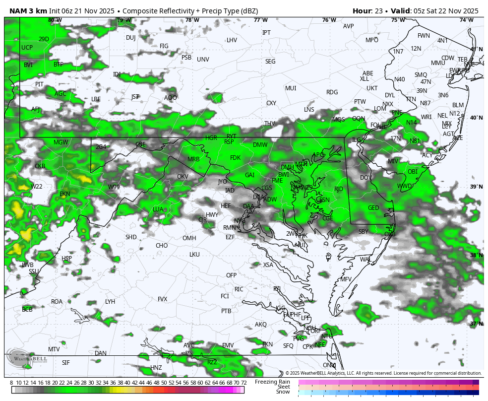 November 21 weather rain radar Saturday